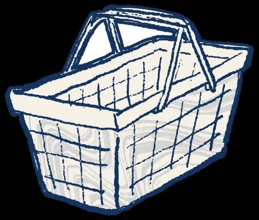 Un panier de courses dessiné à la main